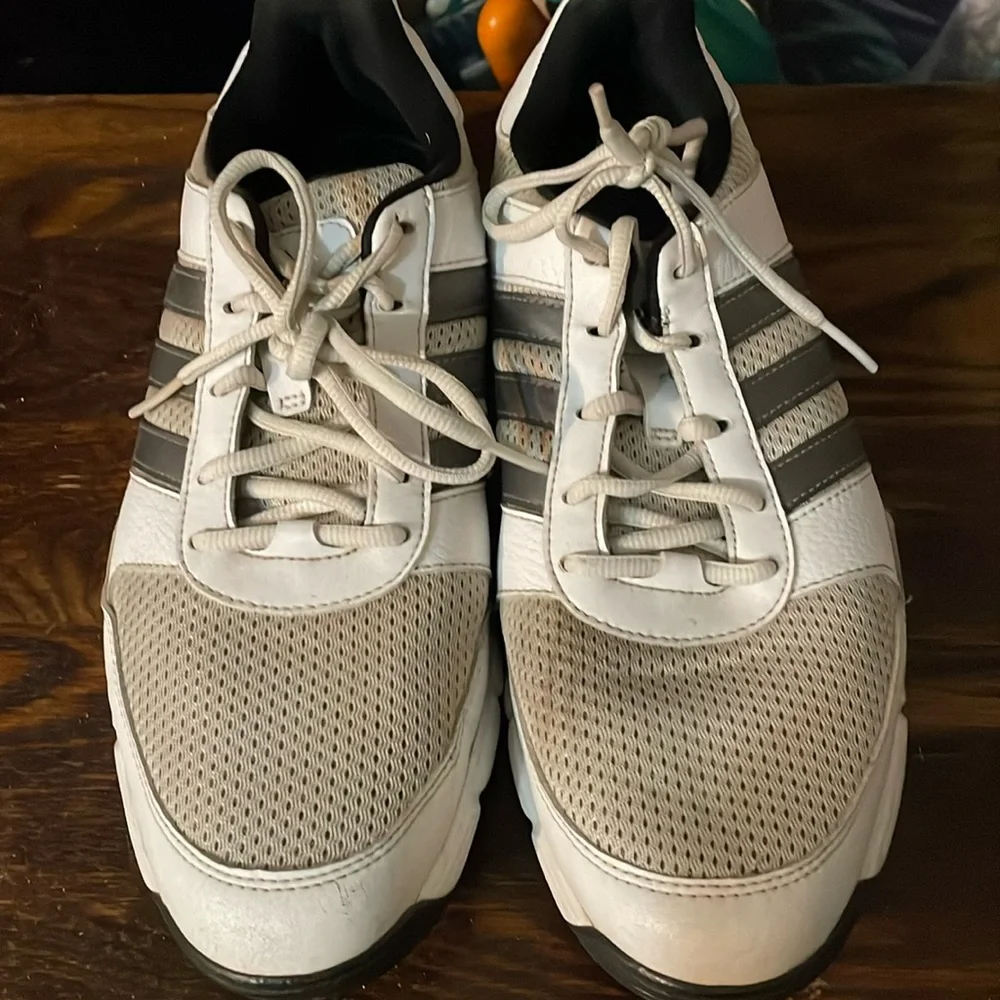 Mens Adidas white and gray golf shoes (?) in size 10